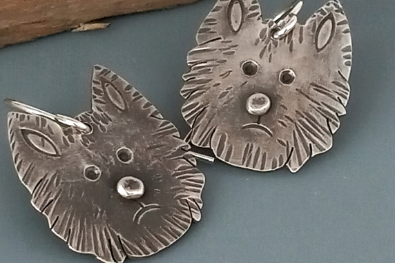 Handmade Silver Dog Earrings