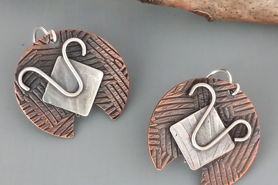 Abstract Mixed Metal Sheep Earrings
