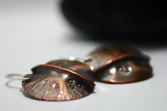 Domed Disc Dangle Earrings