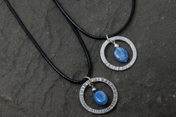 Silver Kyanite Circle Pendant