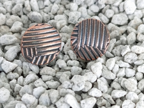 Earthy Printed Copper Studs