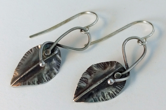 Rustic Silver Leaf Earring