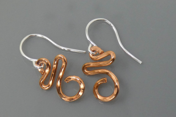 Swirly Curly Earrings Silver Copper