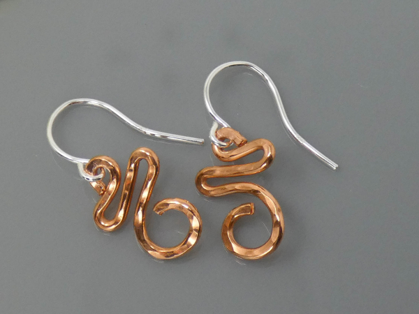 Swirly Curly Earrings Silver Copper