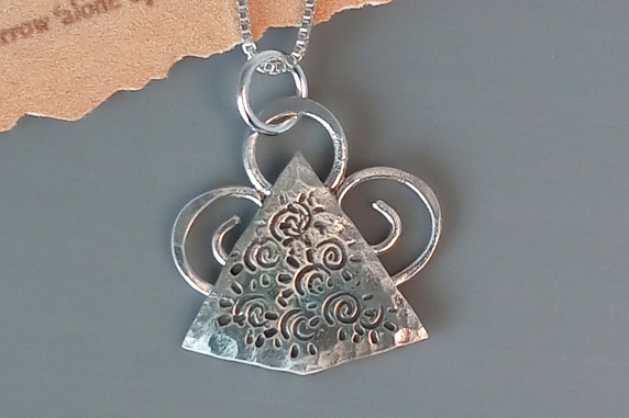 Modern Silver Angel with spirals