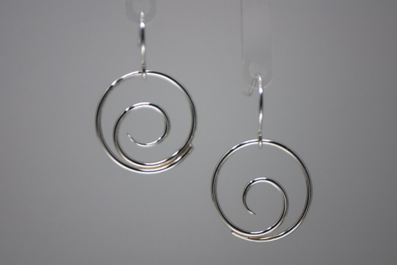 Silver Spiral Wave Earrings