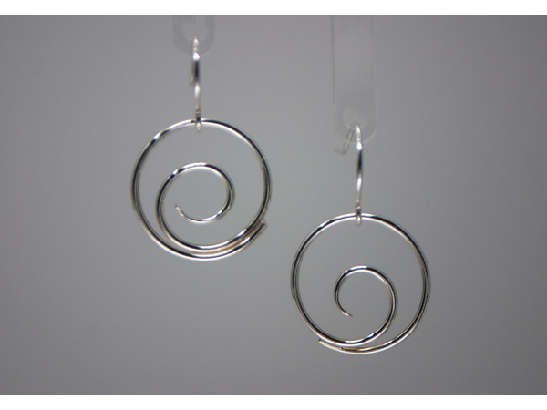 Silver Spiral Wave Earrings