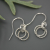 Double Circle Twisted Silver Earrings