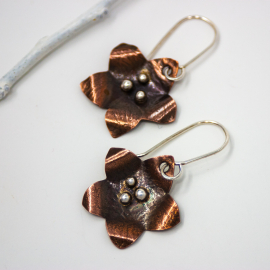 Handmade Copper Floral Earrings