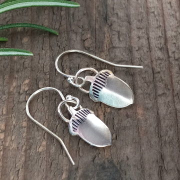 Acorn Earrings Sterling Silver - Gift for Her - Nature Theme -