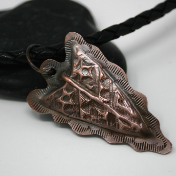 Arrowhead Copper Pendant - Unisex Style on Braided Cord