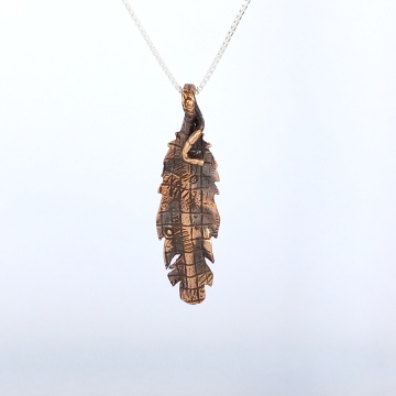Fold Formed Feather Pendant  - Rustic Oxidized Patina - Unisex Feather Necklace