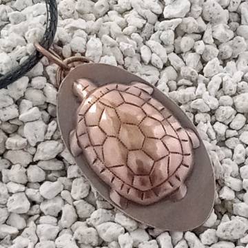 Turtle Pendant Handmade in Copper. Totem Jewelry for Men and Women. Artisan Forged