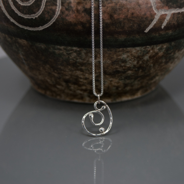 Spiral Silver Dewdrop Necklace - Forged Hammered and Soldered by On The Bend
