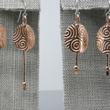 Texture Earrings in Copper - Roller Mill Earrings - Imprinted Jewelry