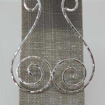 Hammered Spiral Earrings - Large Silver Spirals - Big Bold Dangles for Her