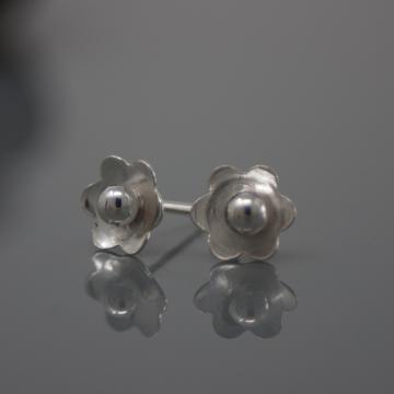 Tiny Silver Stud Earrings - Mini Flower Stud for Women or Girls