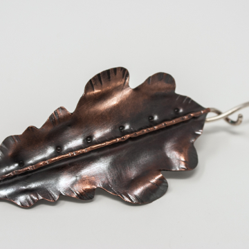 Copper Fold Form Leaf Shawl Pin - Forged Leaf Brooch by On The Bend