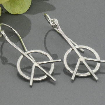 Peace Sign Earrings Silver - Modern Peace Symbols - Love Friendship Unity Earrings