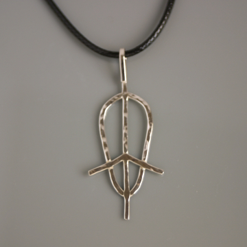 Silver Peace Sign Pendant with an Oblong Shape