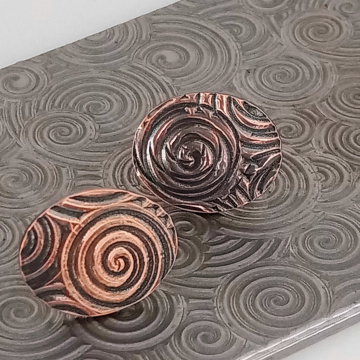 Textured Copper Stud Earrings for Men and Women - Artisan Made Post Earrings