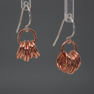 Copper Circle Drop Earrings - Multi Hoop Dangles - Gifts for Women and Girls