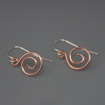 Small Copper Spiral Earrings