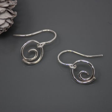 Silver Spiral Small Size Dangle Earrings - Tidal Wave Beach Jewelry
